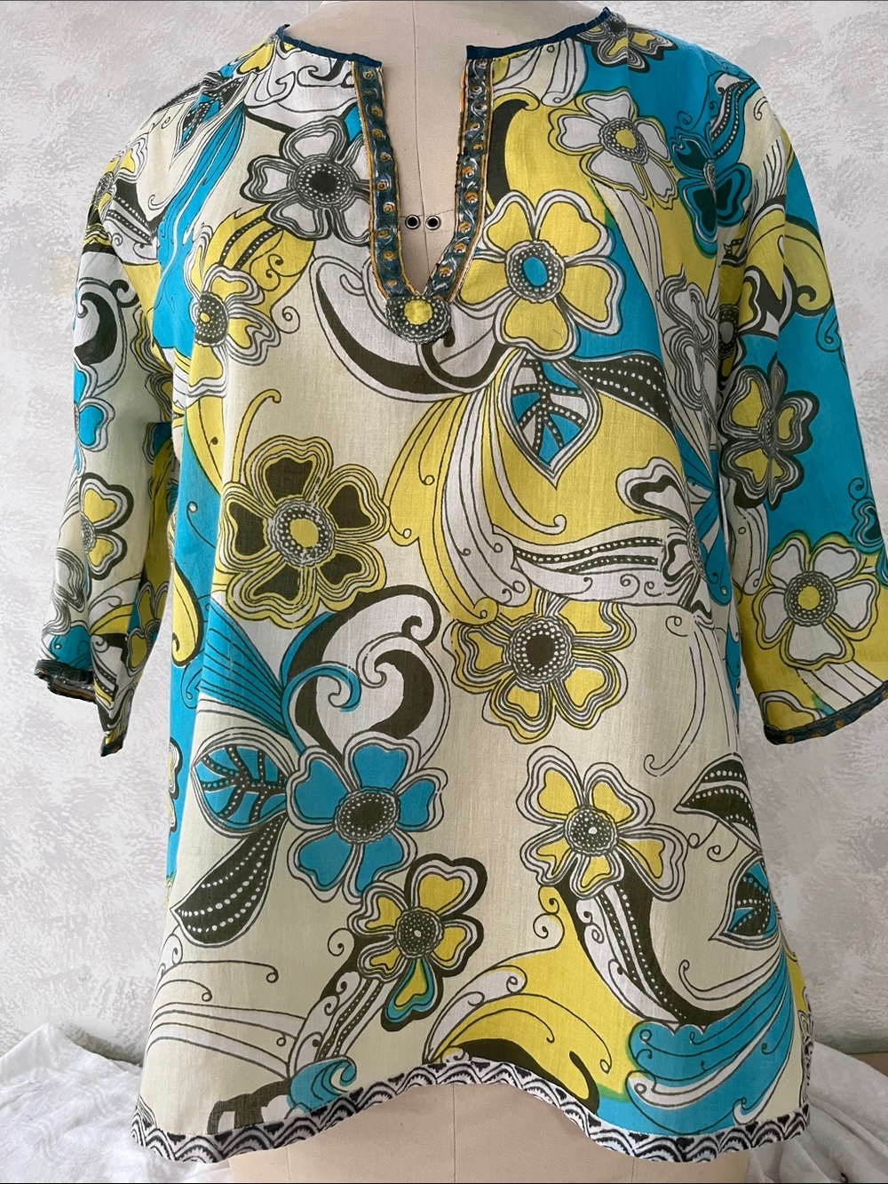 Indian light weight cotton tunic for beach cover up or to wear with leggings